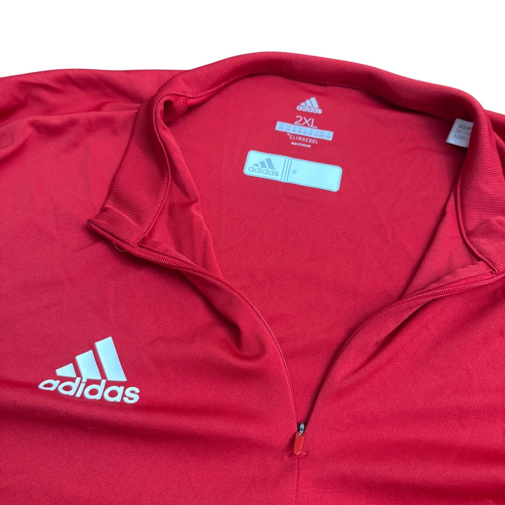 Adidas Mens Red Climacool Quarter Zip Training Top DX7314‎ 2XL Short Sleeve